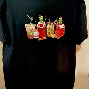 Black and Red Short Sleeve Tee with Playful Fast Food Graphic